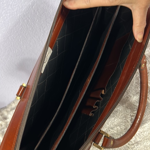 Vintage  Gold Pfeil sport  16” Brown Leather Briefcase Portfolio Document Bag - Picture 11 of 16
